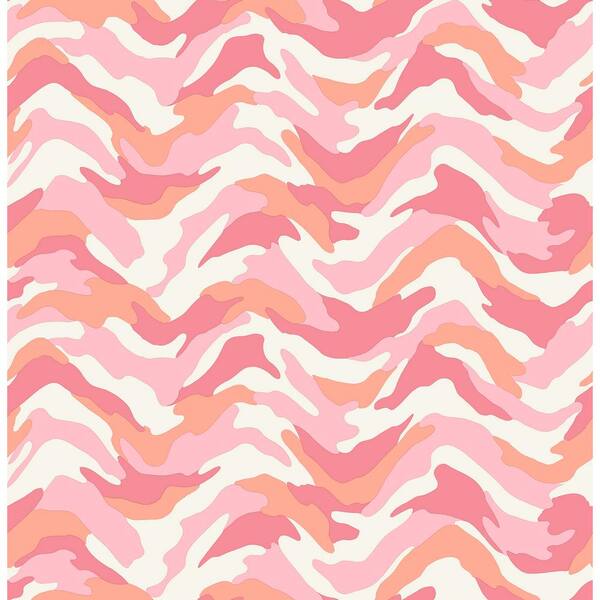 Brewster Stealth Pink Camo Wave Strippable Wallpaper (Covers 56.4 sq. ft.)