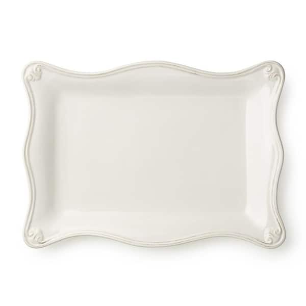 Heritage 14 in. x 10 in. White Stoneware Rectangular Platter
