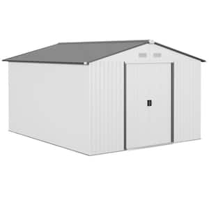 127.2 in. x 109.2 in. Metal Storage Shed Garden Tool House with Double Sliding Doors, 4 Air Vents, Silver (94.7 sq. ft.)
