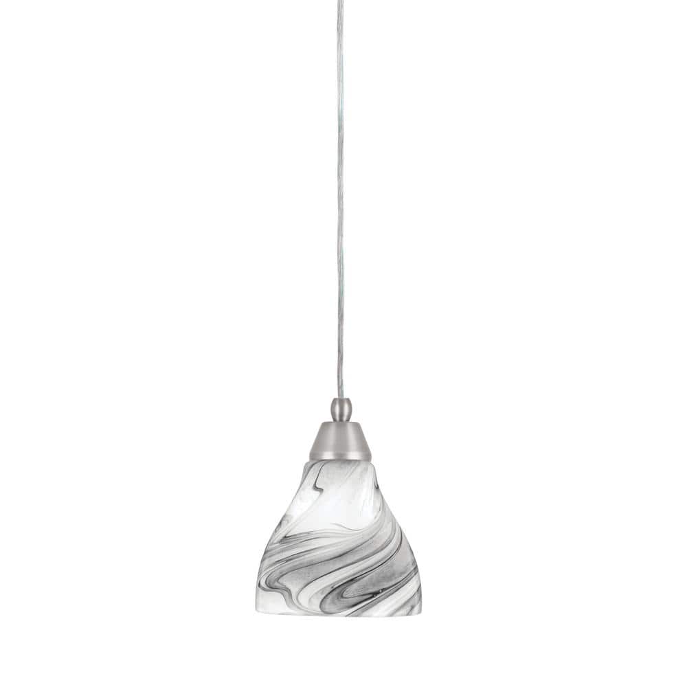 Bryson 6 in. 1-Light Brushed Nickel Cord Pendant Light with 6.25 in. Onyx S