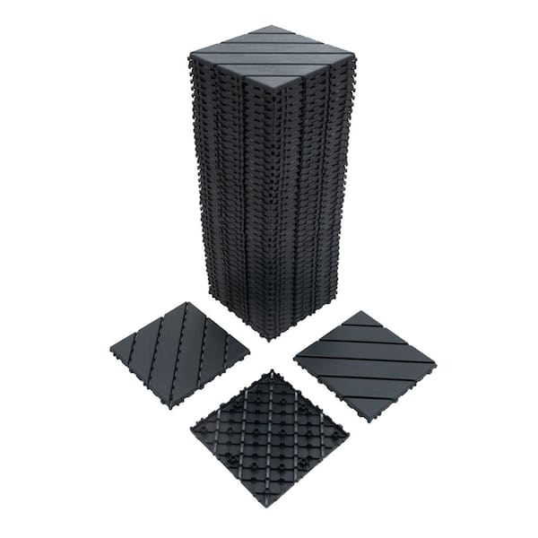 Sudzendf 1 ft. x 1 ft. Outdoor Square Waterproof Deck Tile in Gray, All Weather Use ( 44 Per Case)