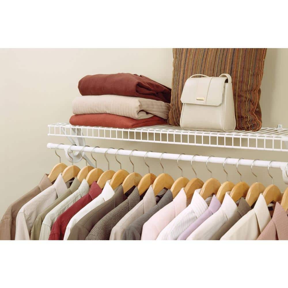 White Metal Wire Shelf Kit with Closet Rod, 48W x 12D x 6H