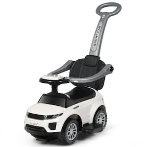 3 in 1 Kids Ride on Push Car Stroller Sliding Walking Car with Horn and Music and Light White