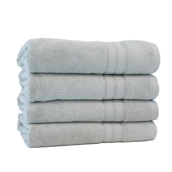 MODERN THREADS Spunloft 4-Piece Gray Solid Cotton Bath Sheet Set