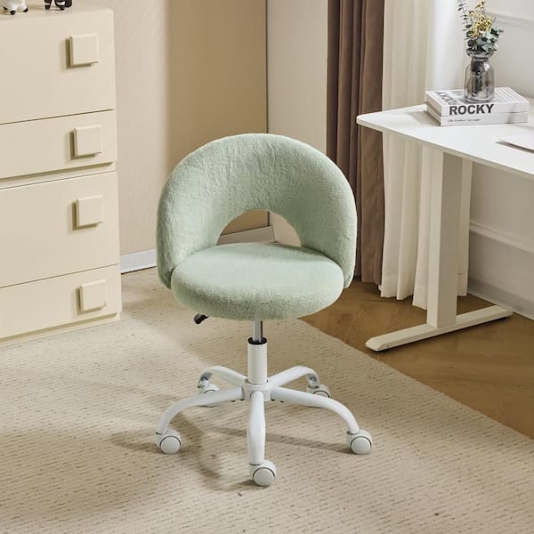Velvet Fabric Swivel Office Chair Task Chair in Mint Green with Armless
