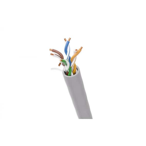CAT6 1000 Feet Gray 23AWG / 8-Conductors Solid Copper UTP CMP Data Cable Plenum Ethernet Bulk