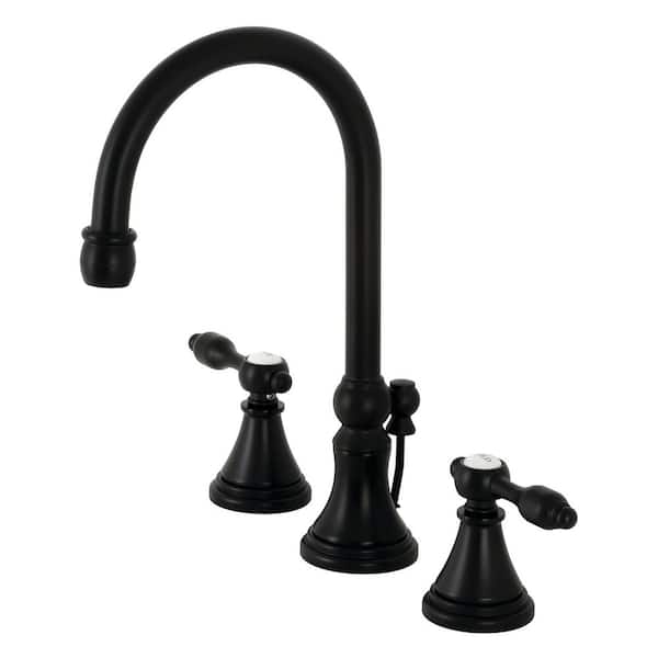 Kingston Brass Tudor 8 in. Widespread 2-Handle Bathroom Faucet in Matte Black