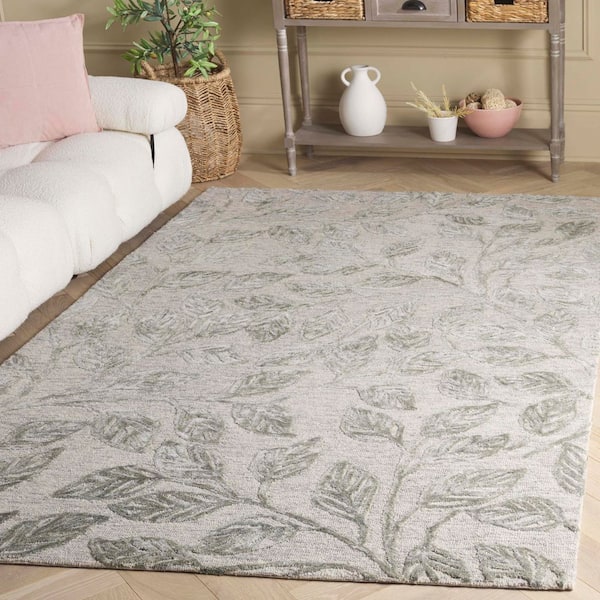 Soho 9 ft. x 12 ft. Green Abstract Leaf Area Rug