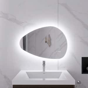 32 in. W x 22 in. H Irregular Oval Frameless Anti-Fog LED Wall Mounted Bathroom Vanity Mirror