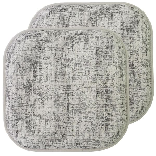 Sweet Home Collection Broadway Square Memory Foam 16 in.x16 in. Non-Slip Back, Chair Cushion (2-Pack), Black/White