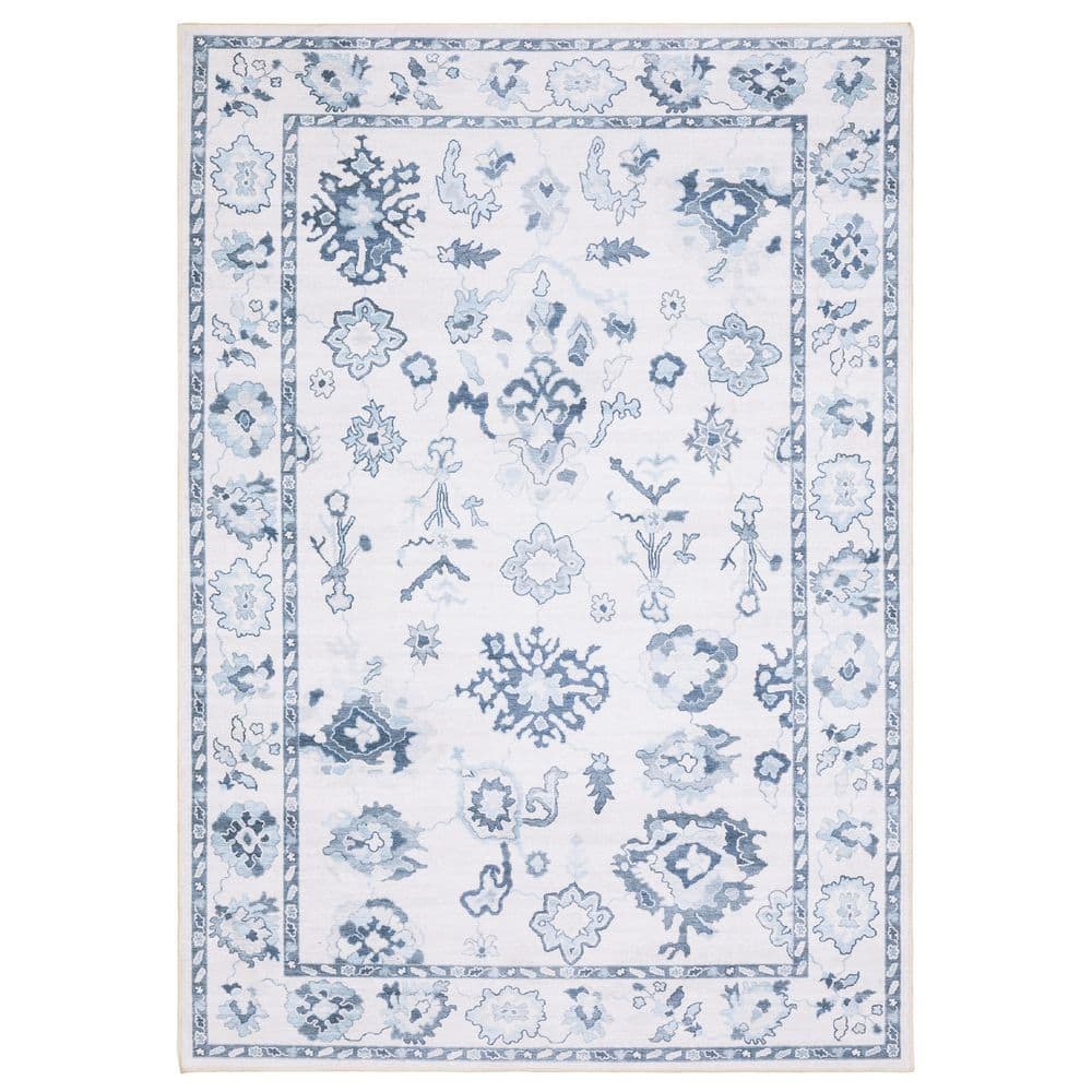Atlantis Ivory/Blue 2 ft. x 7 ft. Faded Oriental Distressed Polyester Machine Washable Indoor Area Rug price history on PriceWatchPro