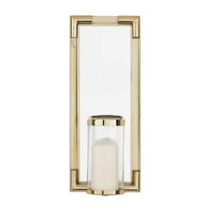 Gold Stainless Steel Geometric Pillar Wall Sconce with Mirror Backing