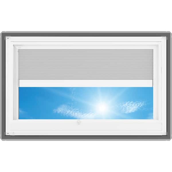 44-1/4 x 26-7/8 in. Manual Venting Deck Mount Skylight with Laminated LowE3 Glass, Solar Powered Room Darkening Shade