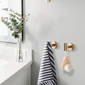 Wall Mount Round Stainless Steel J-Hook Robe/Towel Hook in Brushed Gold (4-Pack)