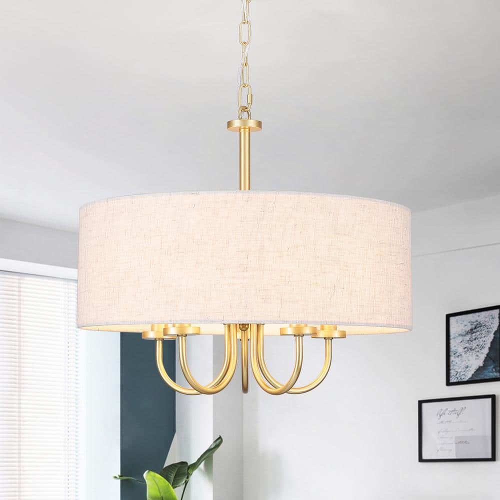 5-Light Gold Candle Design Hanging Linear Chandelier Lighting with Cloth Shade for Kitchen Island price history on PriceWatchPro