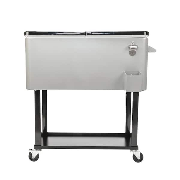 Karl home 80 Qt. Iron Beverage Wheeled Cooler with Shelf