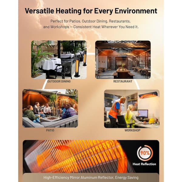 Dr Infrared Heater 1500W Black Electric Infrared Tower Radiant