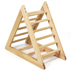 Natural Indoor Residential Wooden Climbing Pikler Triangle with Climbing Ladder For Toddler Step Training