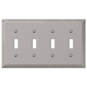 Georgian 4 Gang Toggle Metal Wall Plate - Satin Nickel