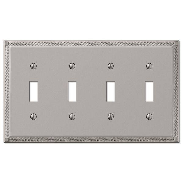 AMERELLE Georgian 4 Gang Toggle Metal Wall Plate - Satin Nickel