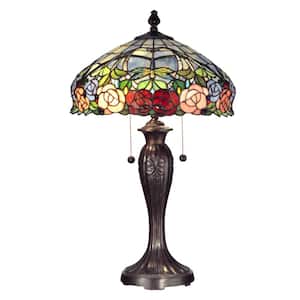 27 in. Fieldstone Zenia Table Lamp with Tiffany Art Glass Shade