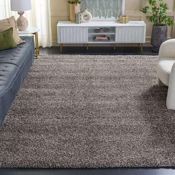Milan Shag 11 ft. x 11 ft. Square Gray Solid Flokati Area Rug
