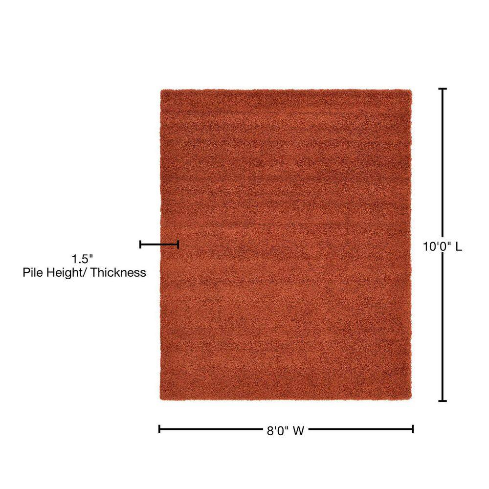 Rectangular 8' x 10' Red Synthetic Shag Area Rug