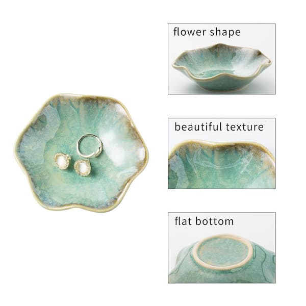 Green Porcelain Ceramic Trinket Tray, Key Bowl, Decorative Plate