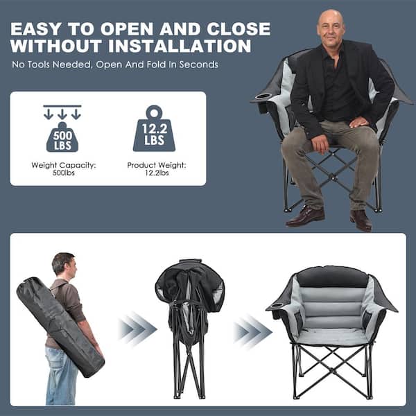 BOZTIY Oversized Camping Chair Balck Metal Garden Stool BOZTIY Oversized Camping Chair Balck Metal Garden Stool