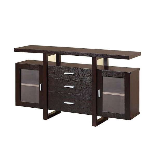 Benjara 60 in. Brown Wood TV Stand Fits TVs up to 65 Inch in. with 2 Cabinets