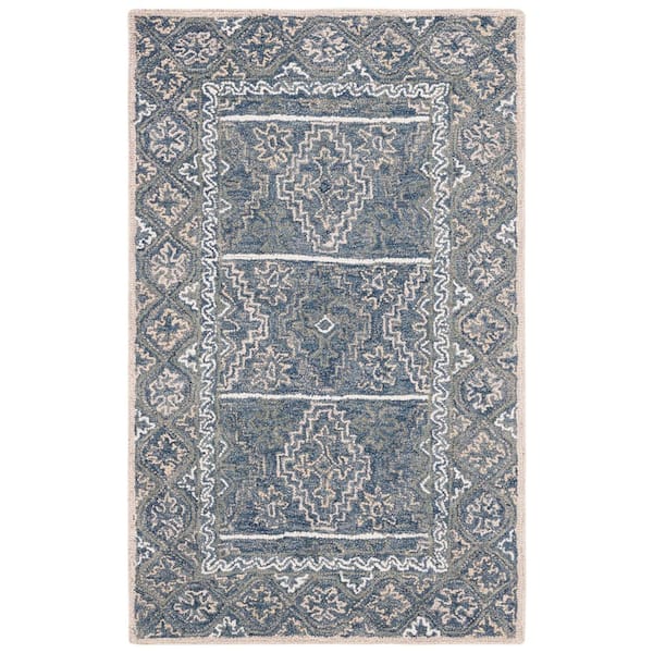 SAFAVIEH Aspen Blue/Beige 2 ft. x 3 ft. Parallel Diamond Area Rug