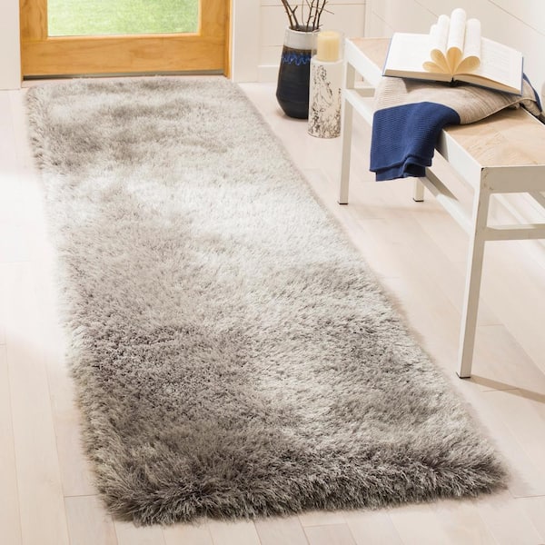 Venice Shag Silver 2 ft. x 10 ft. Solid Runner Rug