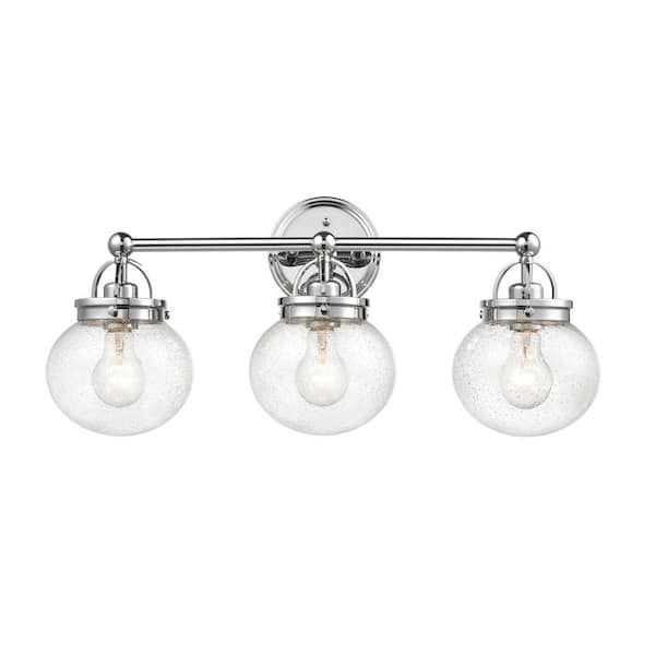 Millennium Lighting Abby 24 in. 3-Light Chrome Vanity Light with Clear Seeded Glass