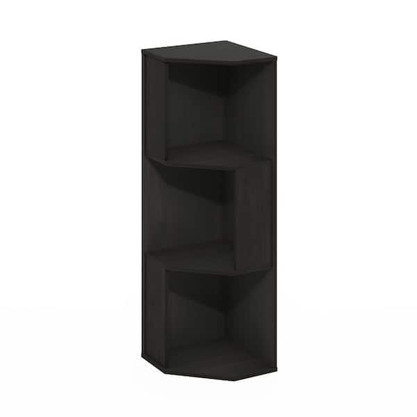 Furinno Econ 36.61 in. Tall Espresso 3-Shelf Wood Corner Bookcase