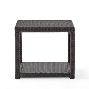 Kailee Multi Brown Rectangular Plastic Outdoor Patio Accent Table