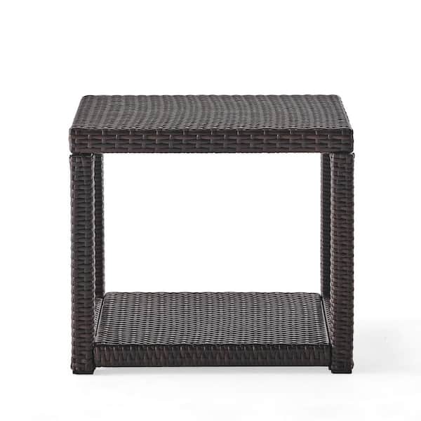 Noble House Kailee Multi Brown Rectangular Plastic Outdoor Patio Accent Table