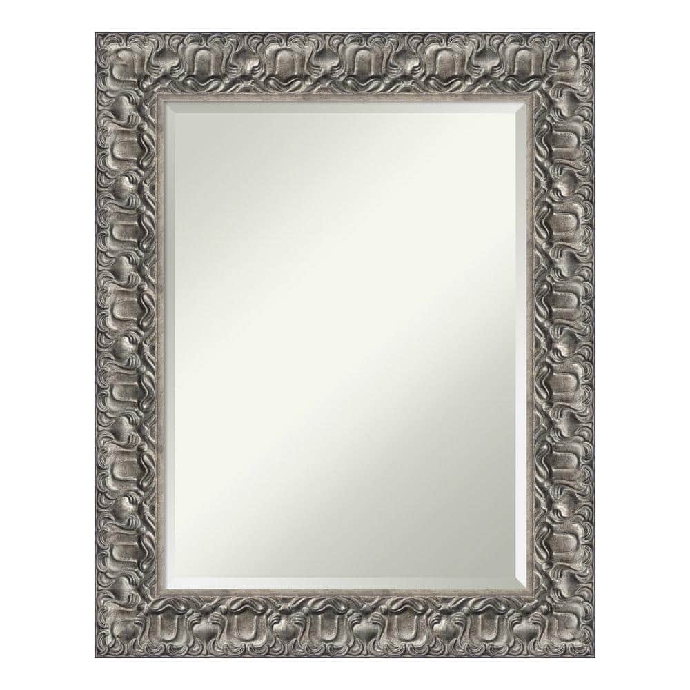 Amanti Art Silver Luxor 23.5 in. x 29.5 in. Beveled Rectangle Wood Framed  Bathroom Wall Mirror in Silver DSW4016459 The Home Depot