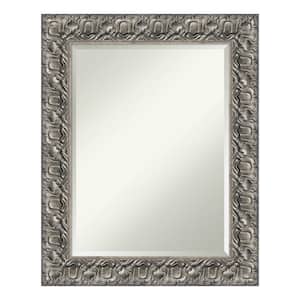 Silver Luxor 23.5 in. x 29.5 in. Beveled Rectangle Wood Framed Bathroom Wall Mirror in Silver