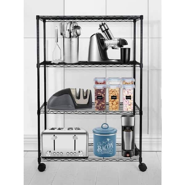 4-Tier Steel Wire Shelving Unit in Black (36 in. W x 54 in. H x 14 in. D)