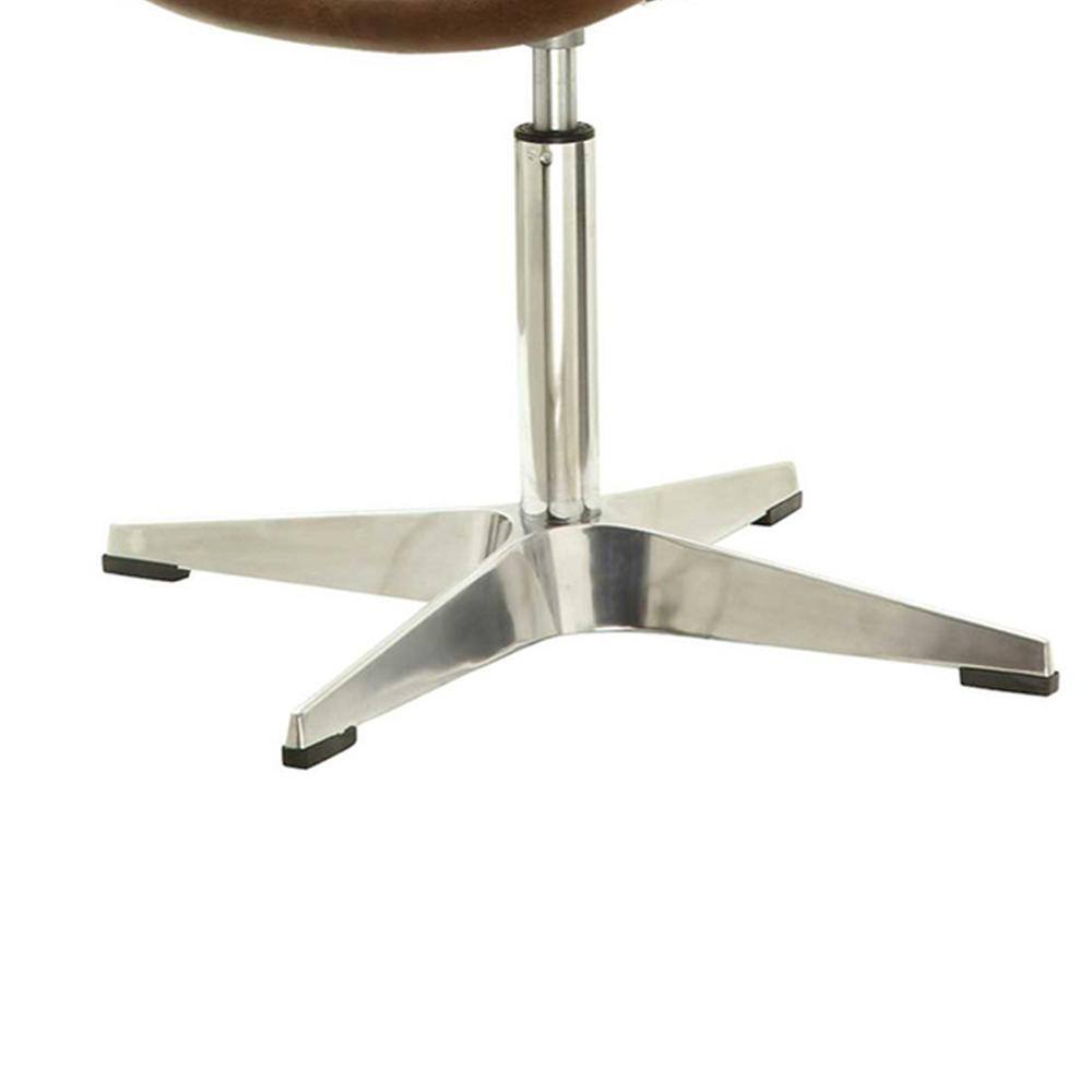 Brancaster Retro Brown Leather Swivel Accent Chair with Metal Base