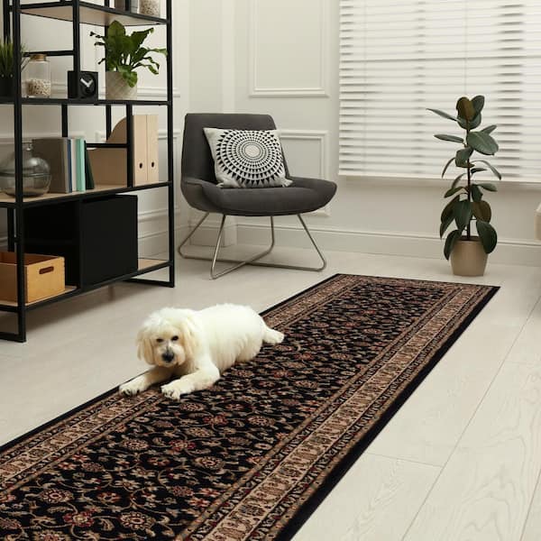 Marash Black 2 ft. 2 in W x 12 ft. L Stair Runner Rug (Covers 26 sq. ft.)