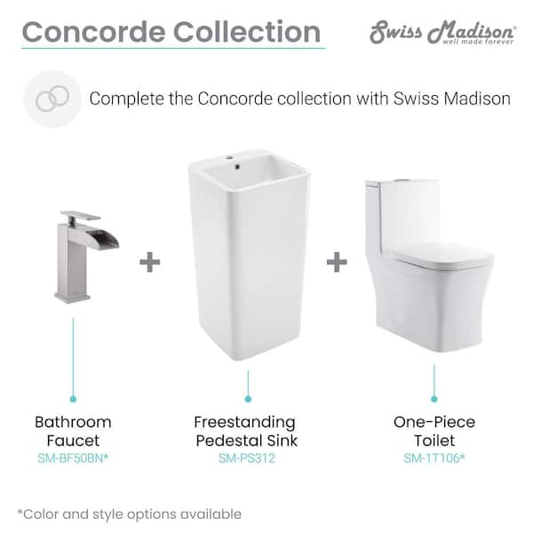 Swiss Madison Concorde 1-Piece Glossy White Ceramic Square