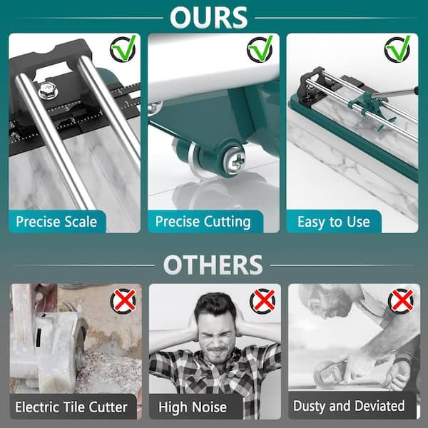 17 in. Manual Tile Cutter with Carbide Grit Blade and Non-Slip Hand Grip