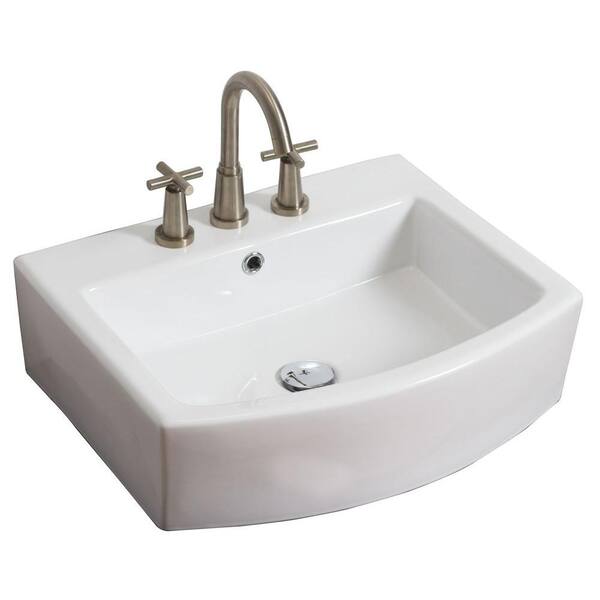 American Imaginations 22-in. W x 20-in. D Above Counter Rectangle Vessel Sink In White Color For 8-in. o.c. Faucet