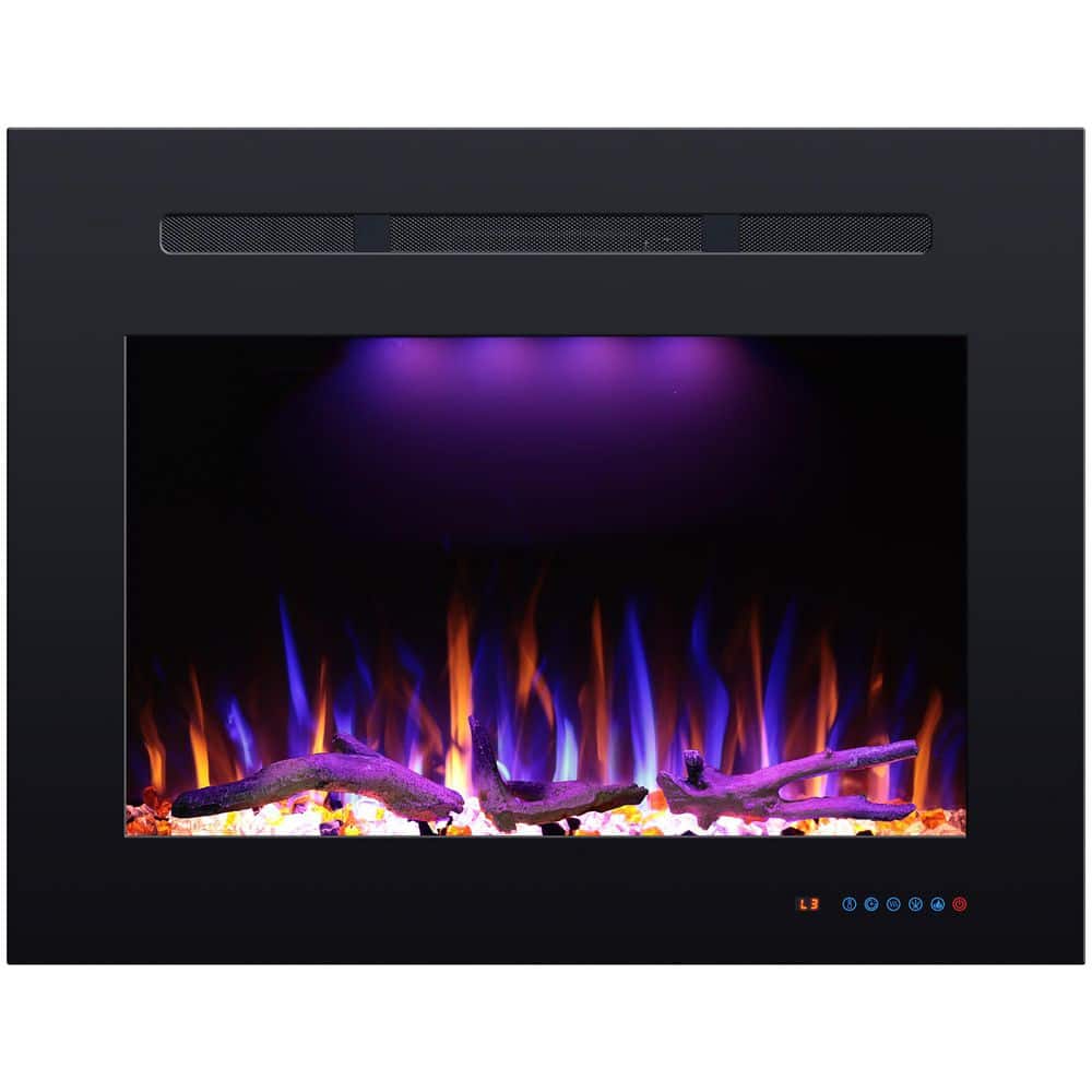 29.6 in. Width Back Electric Fireplace Insert with 3-Flame, Thermostat, Cra