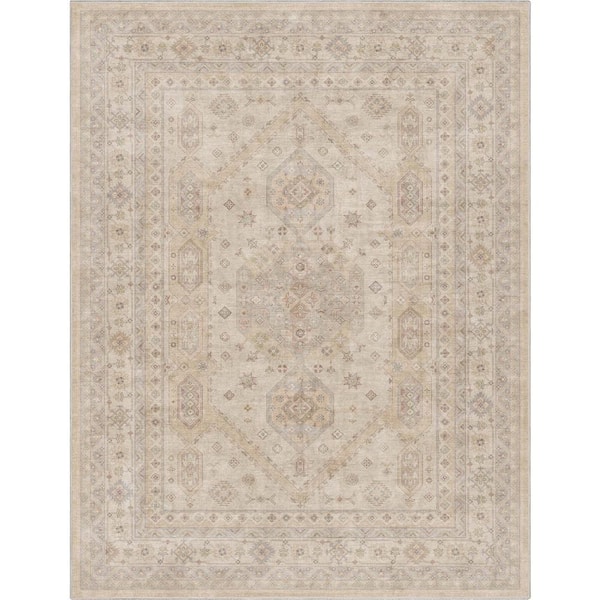 Beige 7 ft. 7 in. x 9 ft. 10 in. Apollo Nicosia Vintage Tribal Medallion Area Rug
