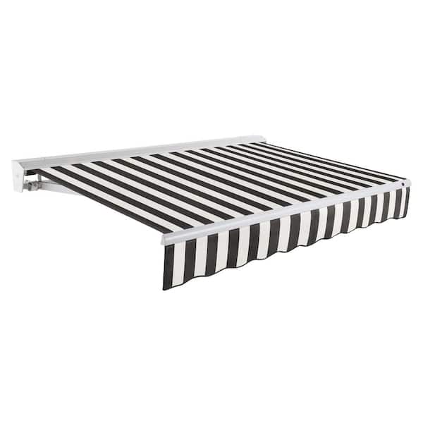 AWNTECH 20 ft. Destin Right Motorized Retractable Awning with Hood (120 in. Projection) Black/White
