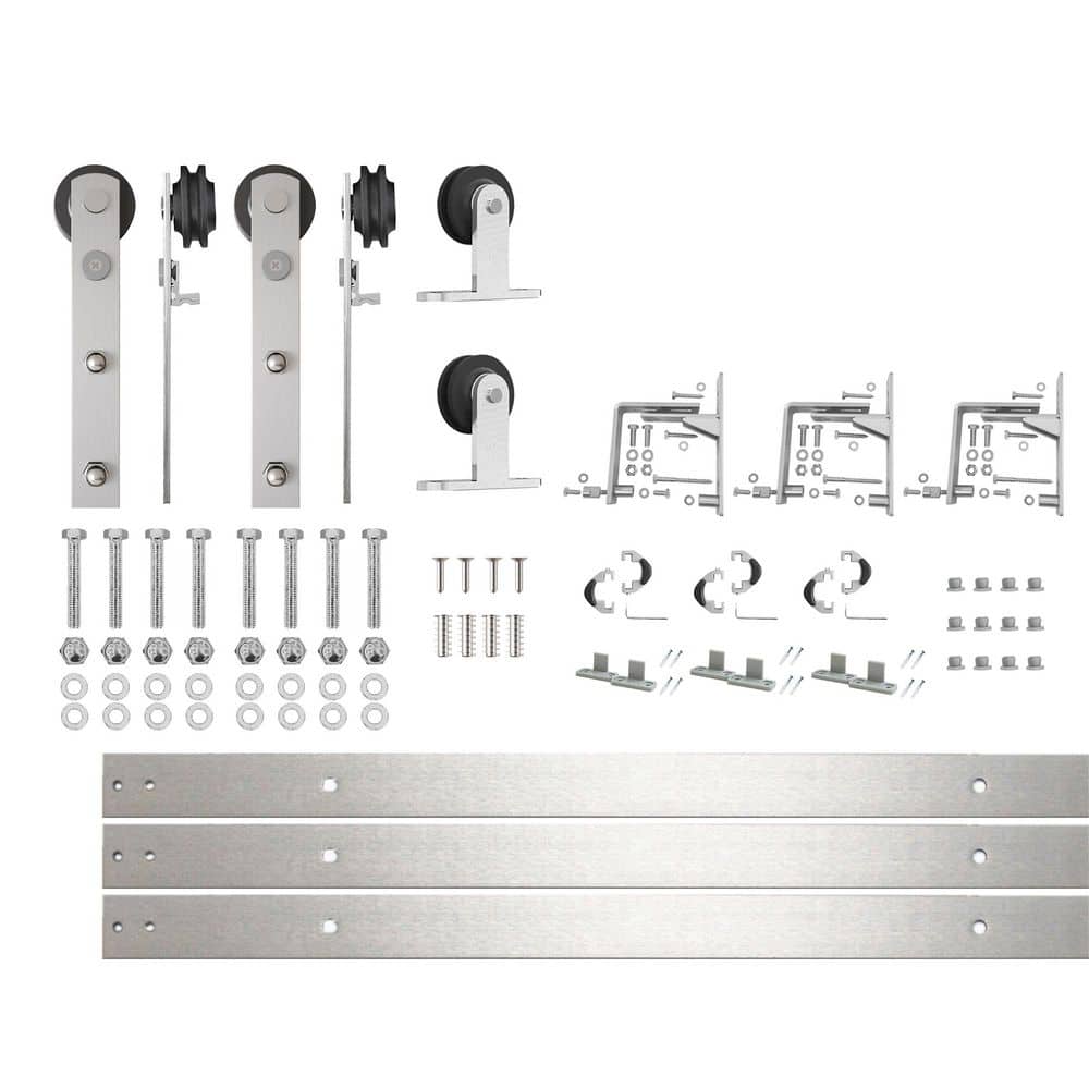 4.5 ft. /54 in. Brushed Nickel Triple Track Bypass Sliding Barn Door Track and Hardware Kit for Triple Doors price history on PriceWatchPro