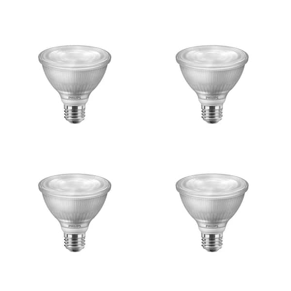 Philips 75-Watt Equivalent PAR30S Dimmable Flood Light Bulb with Warm Glow Dimming Effect Bright White (3000K) (4-Pack) 556670 - The Home Depot