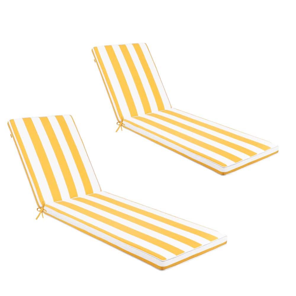 74.4 x 22.05 in Outdoor Chaise Lounge Chair Cushions, 2 Piece Replacement Set, Yellow White Striped price history on PriceWatchPro
